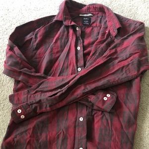 RVCA button down slim fit medium plaid